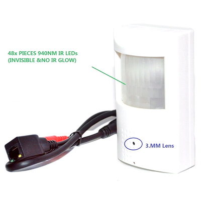 sécurité à la maison Pir Smoke Detector de chambre à coucher cachée mini par caméra d'IP de lentille de 3.7mm